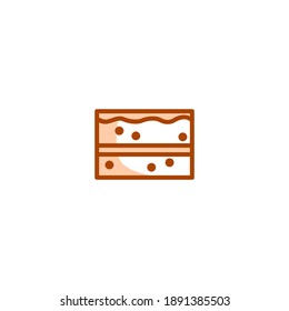 Brownie icon. Bakery icon. Simple, flat, outline, brown, two tones, color.