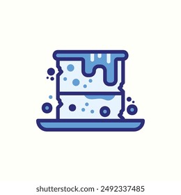 brownie icon, isolated blue icon theme bakery