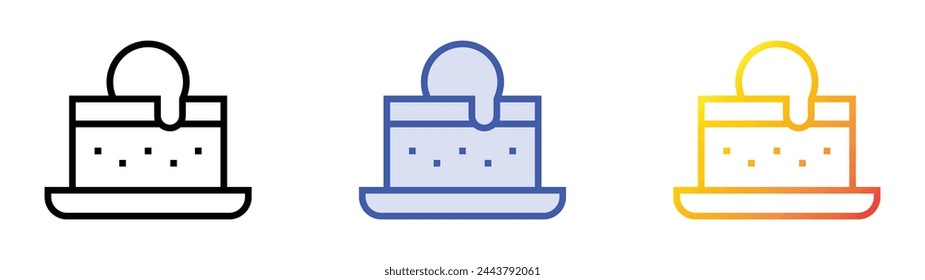 brownie icon. Linear, Blue Fill and Gradient Style Design Isolated On White Background