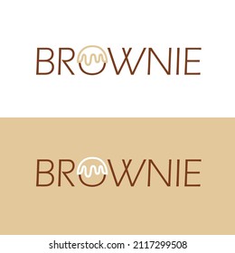 Brownie icon style emblem - vector original logo. Modern chocolate font.