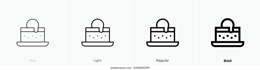 brownie icon. Thin, Light Regular And Bold style design isolated on white background