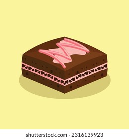 Brownie layered pink, cartoon brownie vector