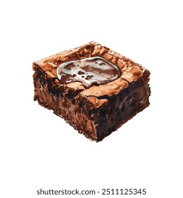 brownie with melted chocolate vector illustration in watercolor style