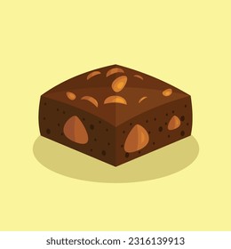 Brownie nut flavor vector, cartoon hazelnut brownie vector