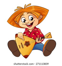 Brownie playing a balalaika. Vector illustration isolated on white background