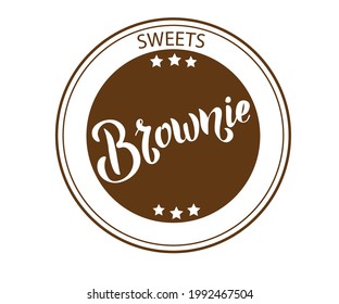 Logo del vector Brownie. Tipografía con letras dibujadas a mano. Empaquetado, impresión, afiche, pancarta