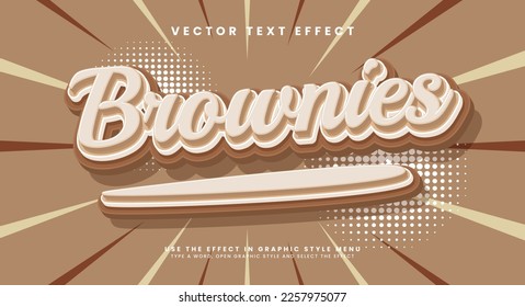 Brownies 3d editable vector text style effect, suitable for sweet food themes