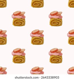 bolo brownies com nata e fatiado ​uvas ​ ilustração padrão sem costura. Adequado para qualquer fim, como papel de embrulho ou têxtil, papel de parede móvel, site, decoração, fundo, etc