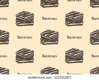 Brownies cartoon character seamless pattern on yellow background