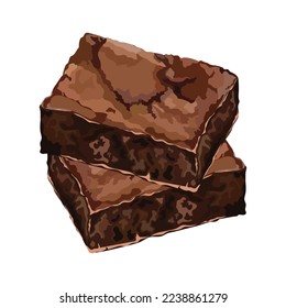 Brownies chocolate dulce postre café café oscuro azúcar delicioso pastel chocolates crema caramelos ilustración vectorial