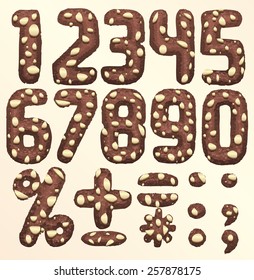 Brownies Font with nuts Part 2/2 Numbers and symbols