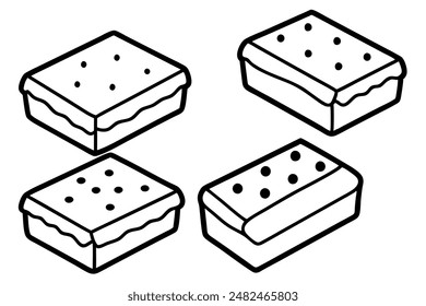 Brownies food line art demonstrating clean and elegant lines