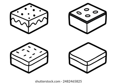 Brownies food line art depicting dynamic dessert linear style