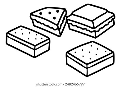 Brownies food line art illustrating flowing artistic treat design