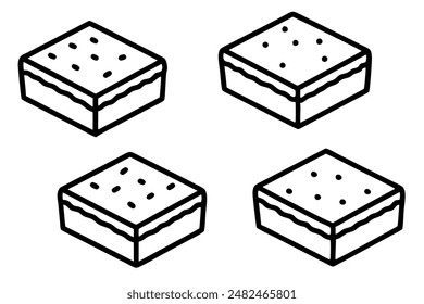 Brownies food line art presenting delicate pastry illustrations