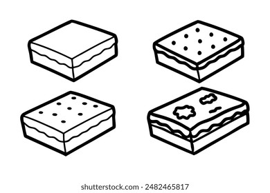 Brownies food line art showcasing intricate treat illustration artistry