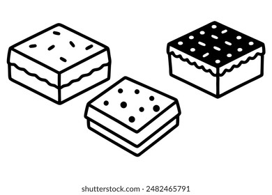 Brownies food line art showing timeless treat charm illustration