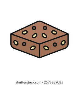 Brownies icon with a rich and indulgent design, perfect for enhancing dessert, bakery, or chocolate-themed projects.