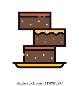 Brownies on plate vector illustration in line color design