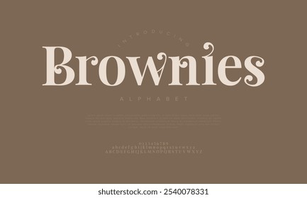 Brownies typography beauty fashion elegant minimalist serif italic fonts decorative wedding vintage retro logos. Minimal luxury font alphabet logo. Vector illustration