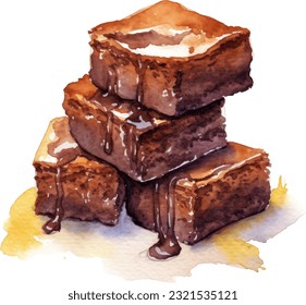 Brownies Watercolor illustration. Hand drawn underwater element design. Artistic vector marine design element. Illustration for greeting cards, printing and other design projects.