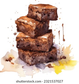 Brownies Watercolor illustration. Hand drawn underwater element design. Artistic vector marine design element. Illustration for greeting cards, printing and other design projects.