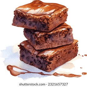 Brownies Watercolor illustration. Hand drawn underwater element design. Artistic vector marine design element. Illustration for greeting cards, printing and other design projects.