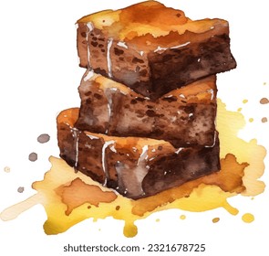 Brownies Watercolor illustration. Hand drawn underwater element design. Artistic vector marine design element. Illustration for greeting cards, printing and other design projects.