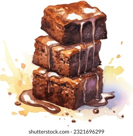 Brownies Watercolor illustration. Hand drawn underwater element design. Artistic vector marine design element. Illustration for greeting cards, printing and other design projects.