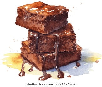 Brownies Watercolor illustration. Hand drawn underwater element design. Artistic vector marine design element. Illustration for greeting cards, printing and other design projects.