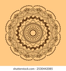 brownish mandala vector design with a orange background