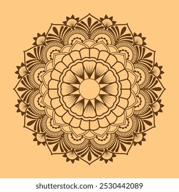 brownish mandala vector design with a orange background