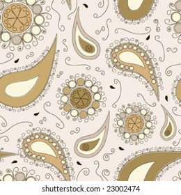 Brownish paisley pattern in doodles style