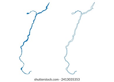 Brownlee Lake (United States of America, Idaho and Oregon) map vector illustration, scribble sketch Reservoir Brownlee Dam map