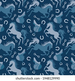 Brownluend horseshoe silhouette seamless pattern. Vector illustration.