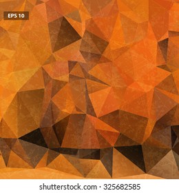Brown-orange abstract autumn geometric triangular low poly vintage style vector background