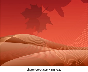 Brown-red abstract background with maple leaf.