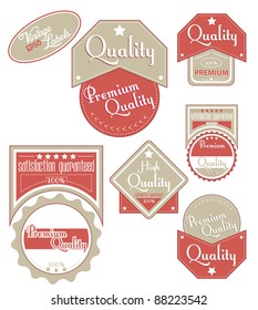 Brown-red quality labels. Vector illustration.