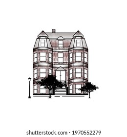 The Brownstone Building Illustration Vector