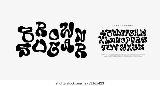 BrownSugar Font, Experimental Y2K display font with liquid organic shapes, perfect for retro posters, music covers and bold graphic design. handwritten vector illustration 