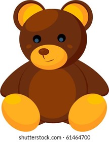 brown-yellow plush bear isolated on white (vector illustration)