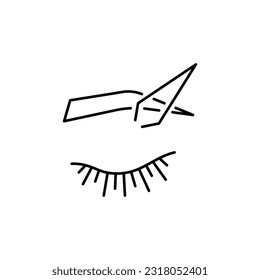 Brows correction line icon. Eyebrows tweezing. Microblading eyebrows linear icon. Permanent makeup.Vector illustration