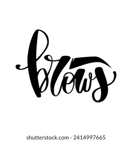 Brows Studio Logo. Vector Eyebrow Calligraphy for Beauty Salon, Decorative Cards, T-shirt print.