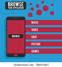 browse application menu on smartphone version design template