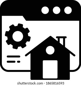 Browse Configuration Vector Glyph Icon Design, Cloud computing and Internet hosting services Symbol on White background, Home Page Setting Concept,  Web Page Viewer UI Software