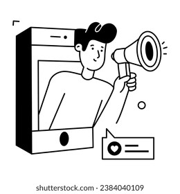 Browse the glyph illustration of online promotion