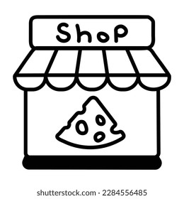 Browse the hand drawn doodle icon of cheese shop