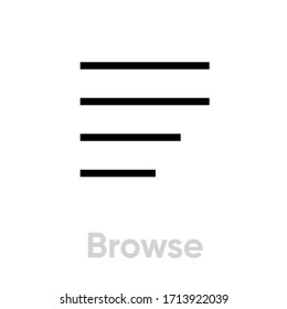 Browse icon. Editable Vector Outline. Flat badge ad blocking browse with black outline. Single Pictogram.