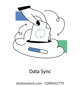 Explorar la última ilustración plana de la sincronización de datos