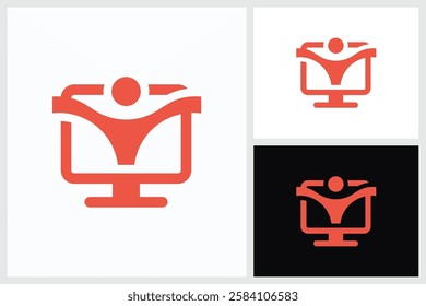 Browse On Screen Inspiration. People On Screen Symbol Logo Vector Template Design, People On Screen Design Logo Vector Illustration